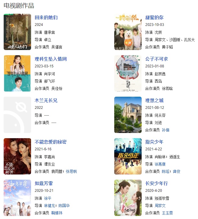 劉奕暢的電視劇作品